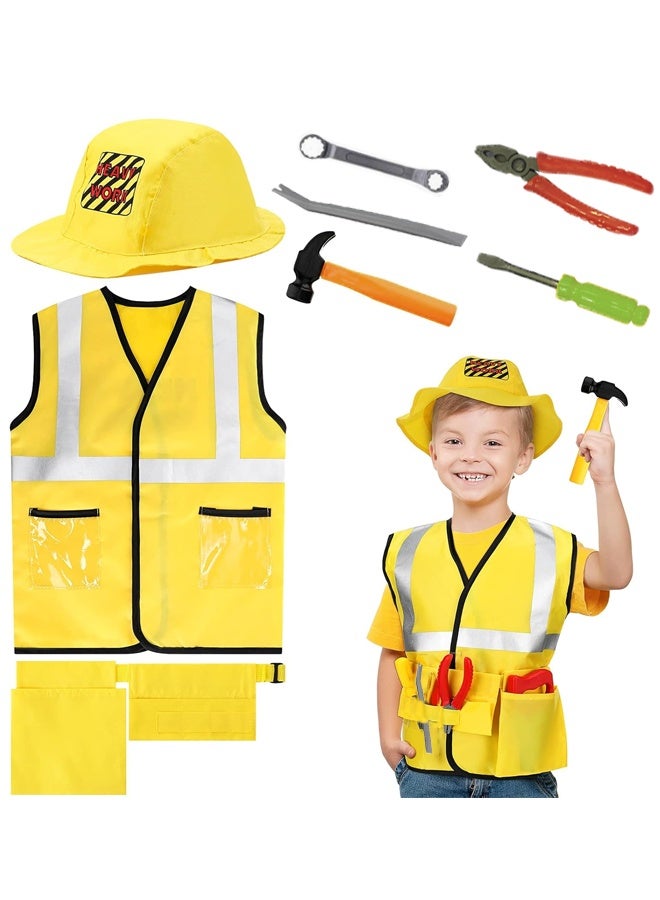Halloween Construction Worker Engineering Costume, Engineering Dress Up Role Play Kit Set for Kids Birthday Theme Party Cosplay for Kids Ages 6 Years & Up - Image 1